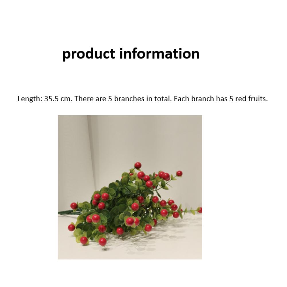 Artificial Eucalyptus Foliage with Red Berries 35.5cm for For wedding Decoration Photography Prop Event Home Commercial Display