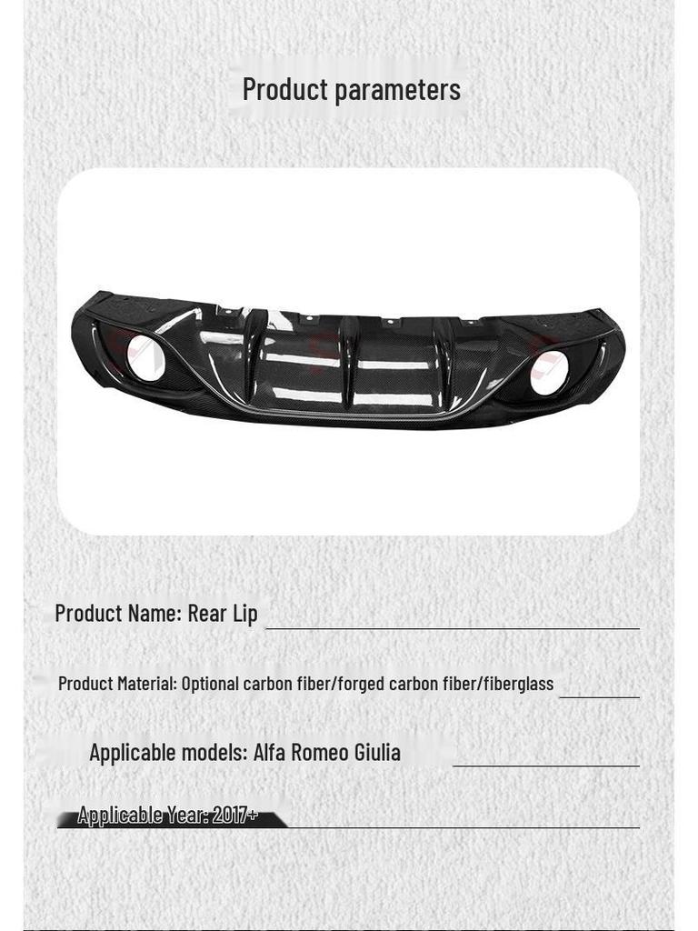 Carbon Fiber Rear Diffuser for Alfa Romeo Giulia Tail Bumper