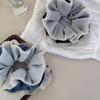Korean Blue Mesh Large Intestine Hair Band Fresh Simple and Gentle Flower Ponytail Tie High-end Hair New In Accessory Vintage