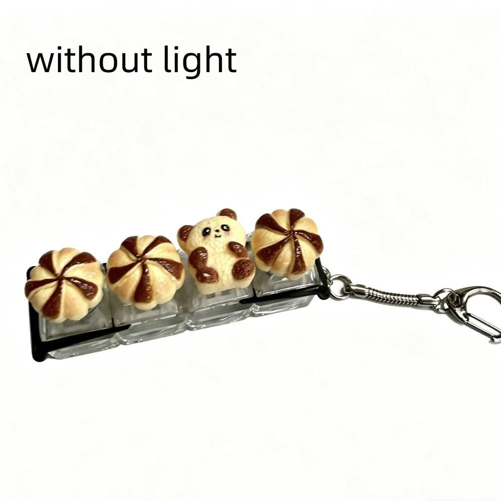 Finger Button 4 Key Mechanical Keychain Pressable Toy Mini Bread Model Pendant  Kids Gift