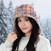 Autumn and Winter Retro Color Combination Plus Velvet Lei Feng Hat Japanese Windproof Warm Hat Women Outdoor Riding Casual Ear Protection Hat