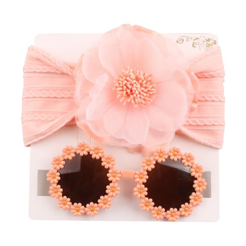 

1 Set Stylish Children s Sunglasses with Matching Headband Lovely Flower Charm Hairband Baby Photography Accessories