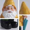 Garden Gnome Statue, Yellow Gnome with Umbrella, Outdoor Landscape Decoration, Garden, Courtyard, and Lawn Decor