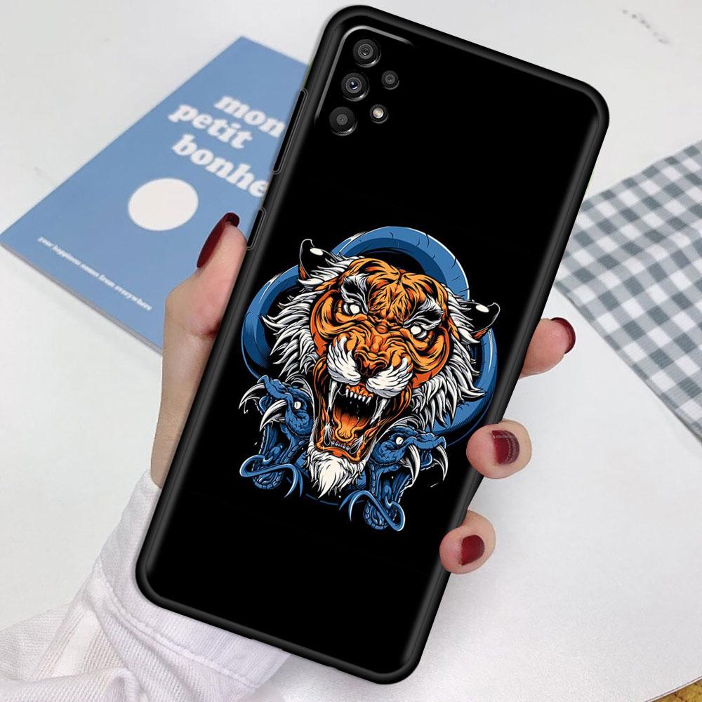 Fall Für Samsung Galaxy A52 A12 A32 A51 A21s A71 A13 A53 A22 A31 A72 A03 A02s A41 Schwarz Telefon Shell Tiger Tier