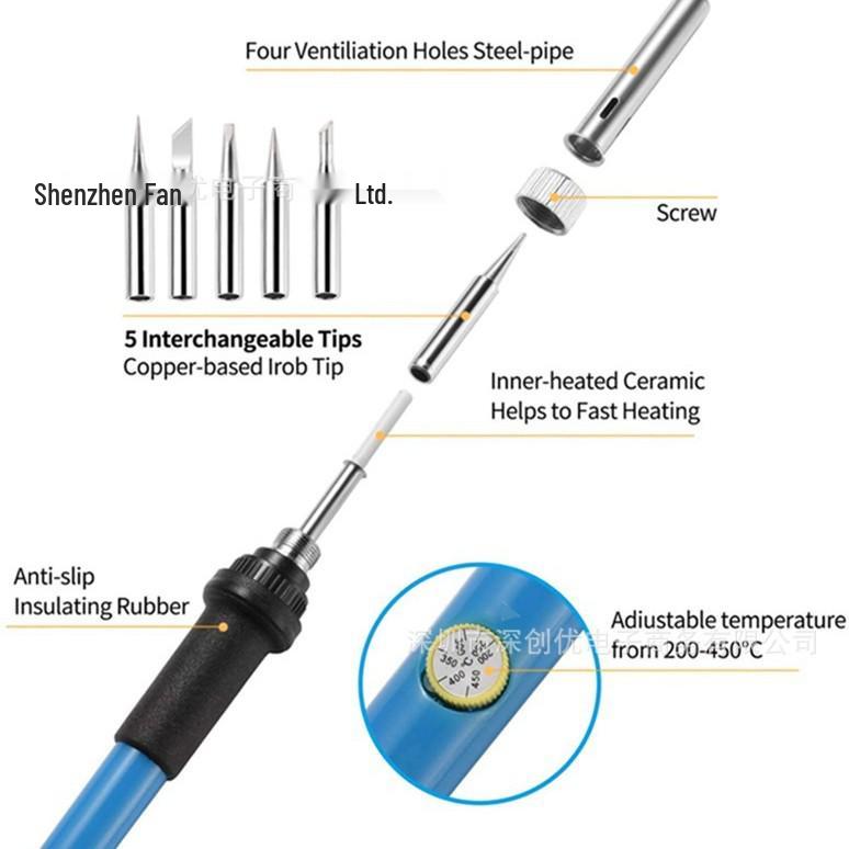 60W Electric Soldering Iron Kit with US/EU Plugs, 220V/110V