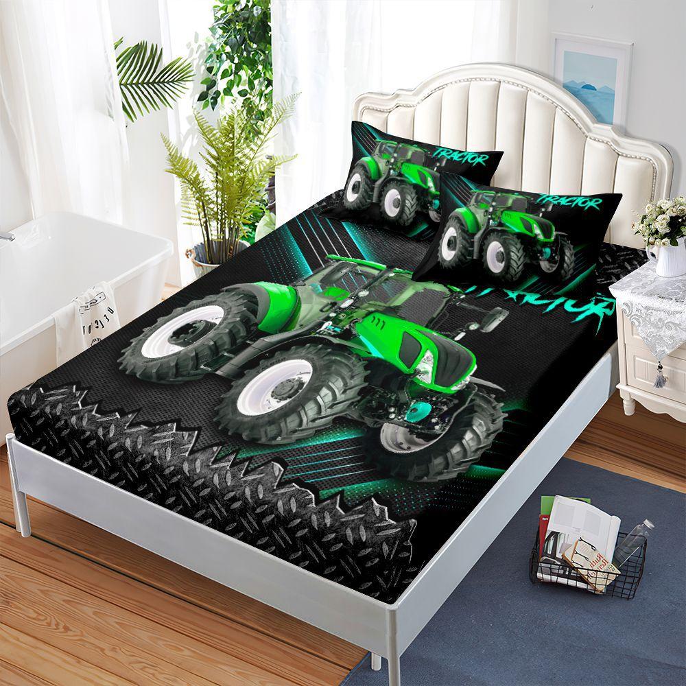 Automobil Offroad Baufahrzeug Matratze Dreiteiliges Set, Bettbezug, Kissenbezug, Staubmatratzenschutz