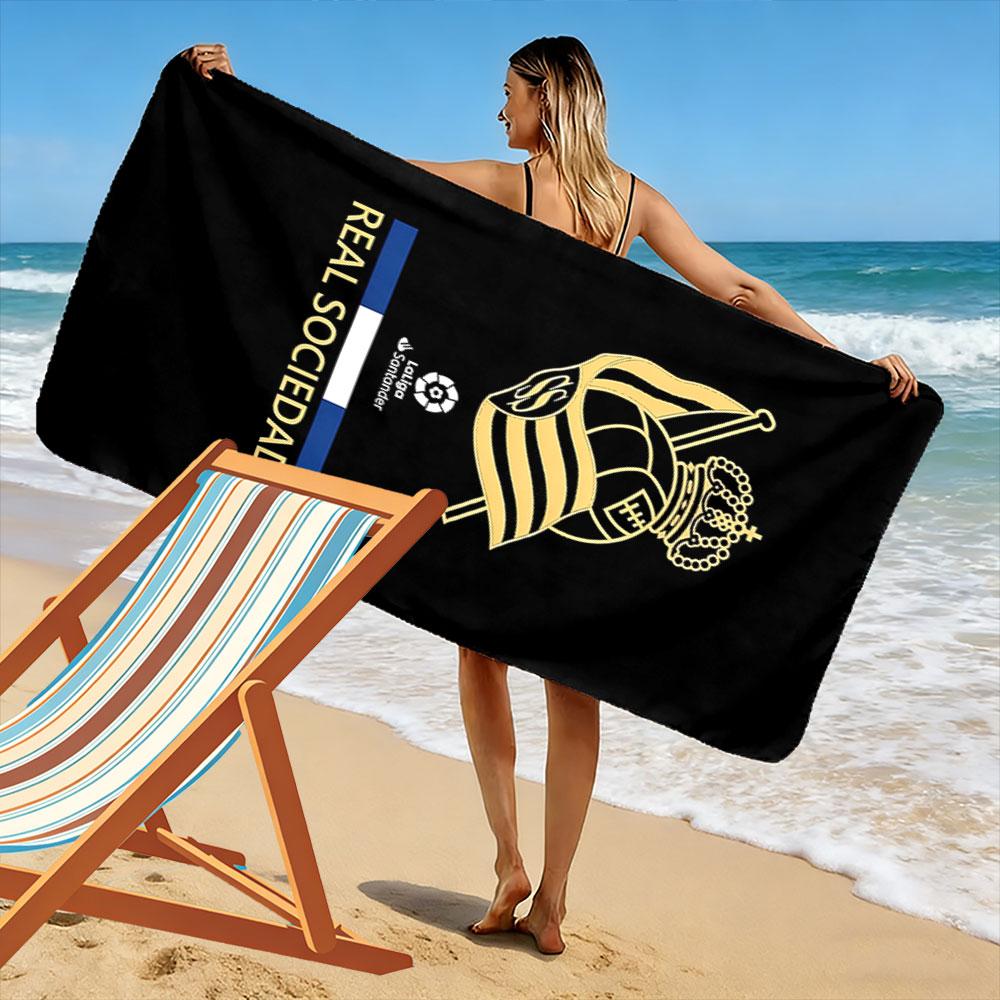 Goldene Krone mit Emblem Aufdruck Strandtuch, schnell trocknend, geeignet für Reisen, Outdoor-Sportarten, Joggen, den Strand und Schwimmen, Geschenk