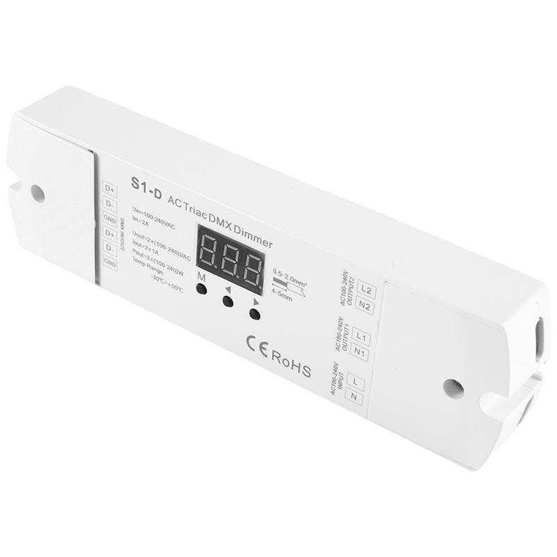 4X AC100V - 240V 288W 2CH Triac DMX LED Dimmer, Dual Channel Output Silicon DMX512 Led Controller Digital Display S1-D-B61B
