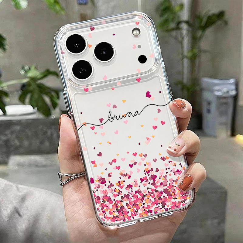 Silky Love Hearts Pattern Case For iPhone 17 Pro Max Coque iPhone 16 15 14 13 Pro Max 11 Clear TPU Silicone Soft Cover