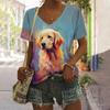 Vintage Animal Women's T-Shirt Top V Neck Shirt