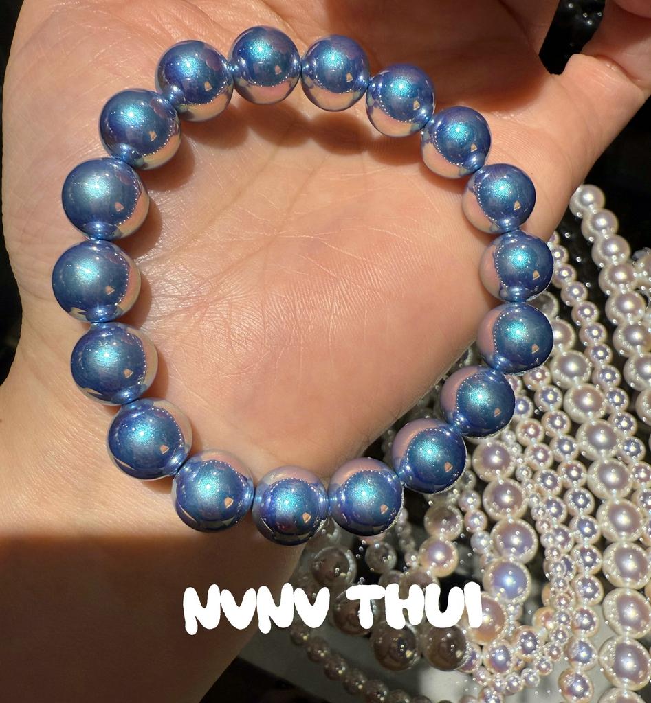 Blues Baroque, Silver Blue Rose Pearl Necklace, Comparable To Japanese Seawater Pearls Old Money Collarbone Chain, Bracelet