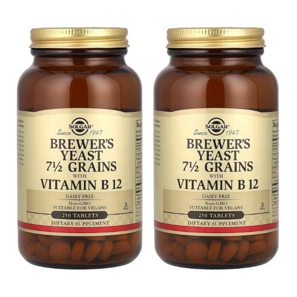 Solgar Brewer's Yeast Vitamin B12 Containing Grain 7 1/2 Grains 250 Tablets 2 pcs