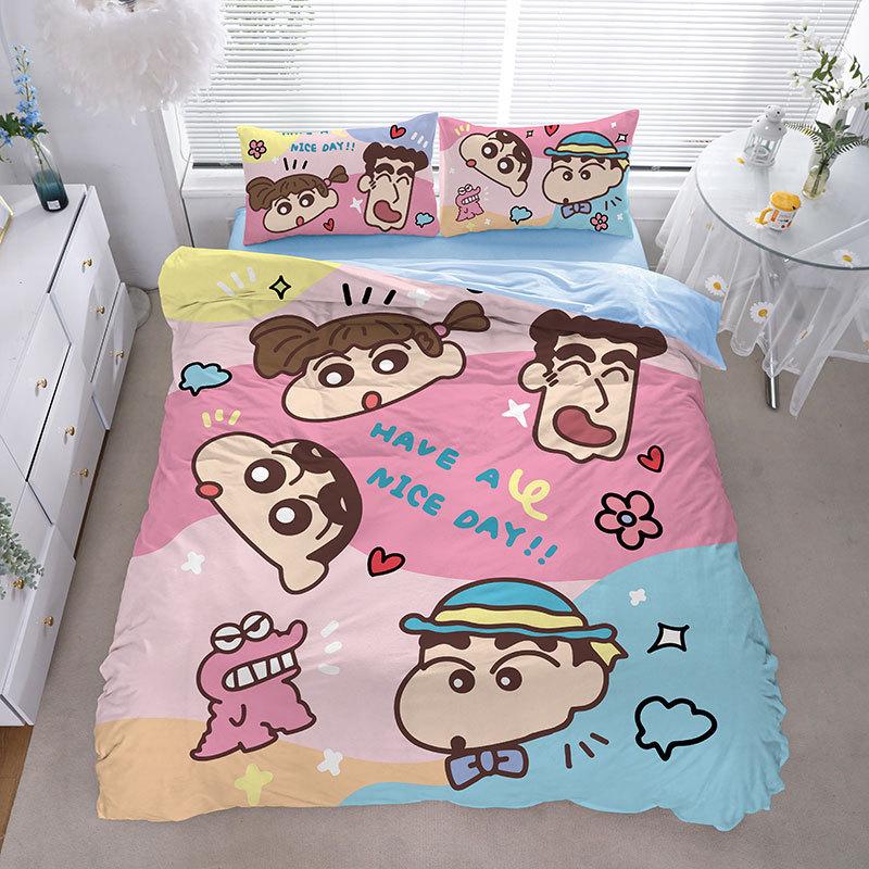 Cartoon Shin-Chan Duvet Cover Luxury Crayon Shin-Chan Bedding Set Pillowcase 2/3/Pcs Adult Children Gift Single Double