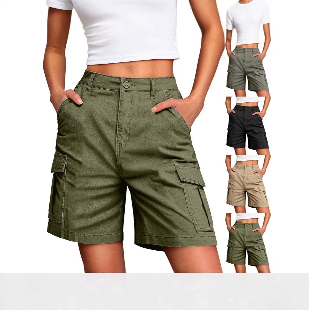 Women High Waist Cargo Shorts Casual Multi Pocket Loose Fit Lounge Shorts