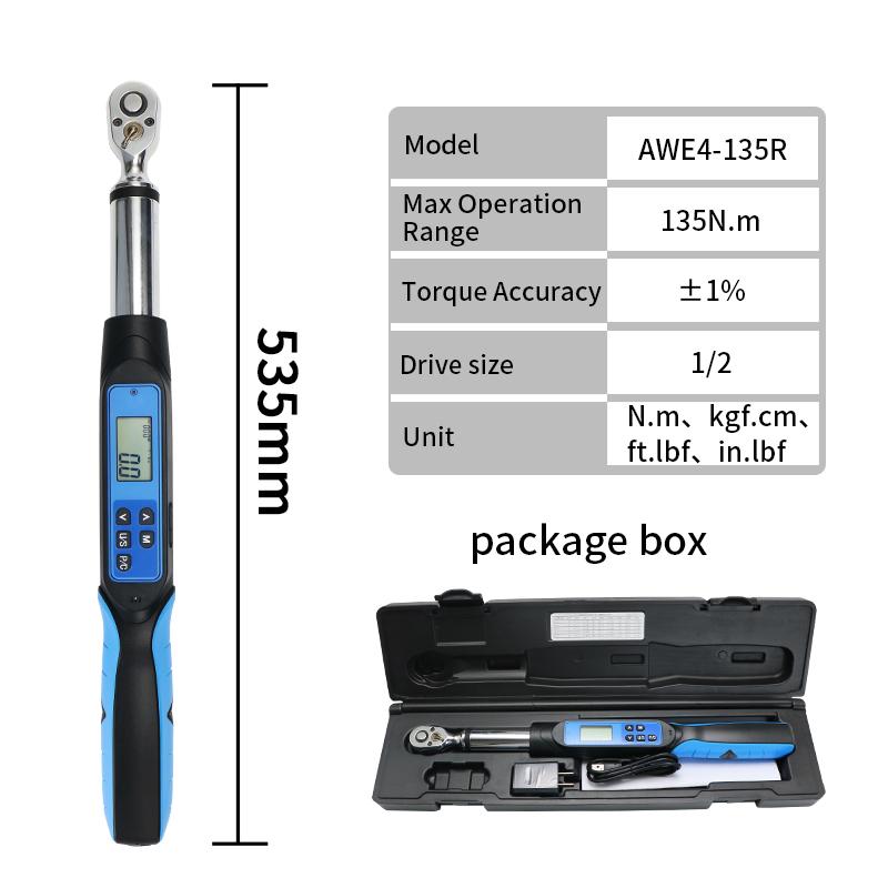 SHANHR 1/2  Digital Torque Wrench with Angle,Electronic Torque Wrench with Preset Value,Data Storage,Buzzer,LED Flash AWE4-135R