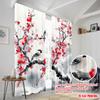 2pcs,2D Plane Printing Light Filtering Curtains Winter Blossoms Versatile Polyester (without Rod) Holiday Use for Various Rooms,
