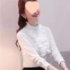 2025 Spring & Autumn Korean Style Women's Stand-Up Collar Long Sleeve Slimming Ruffle Shirt