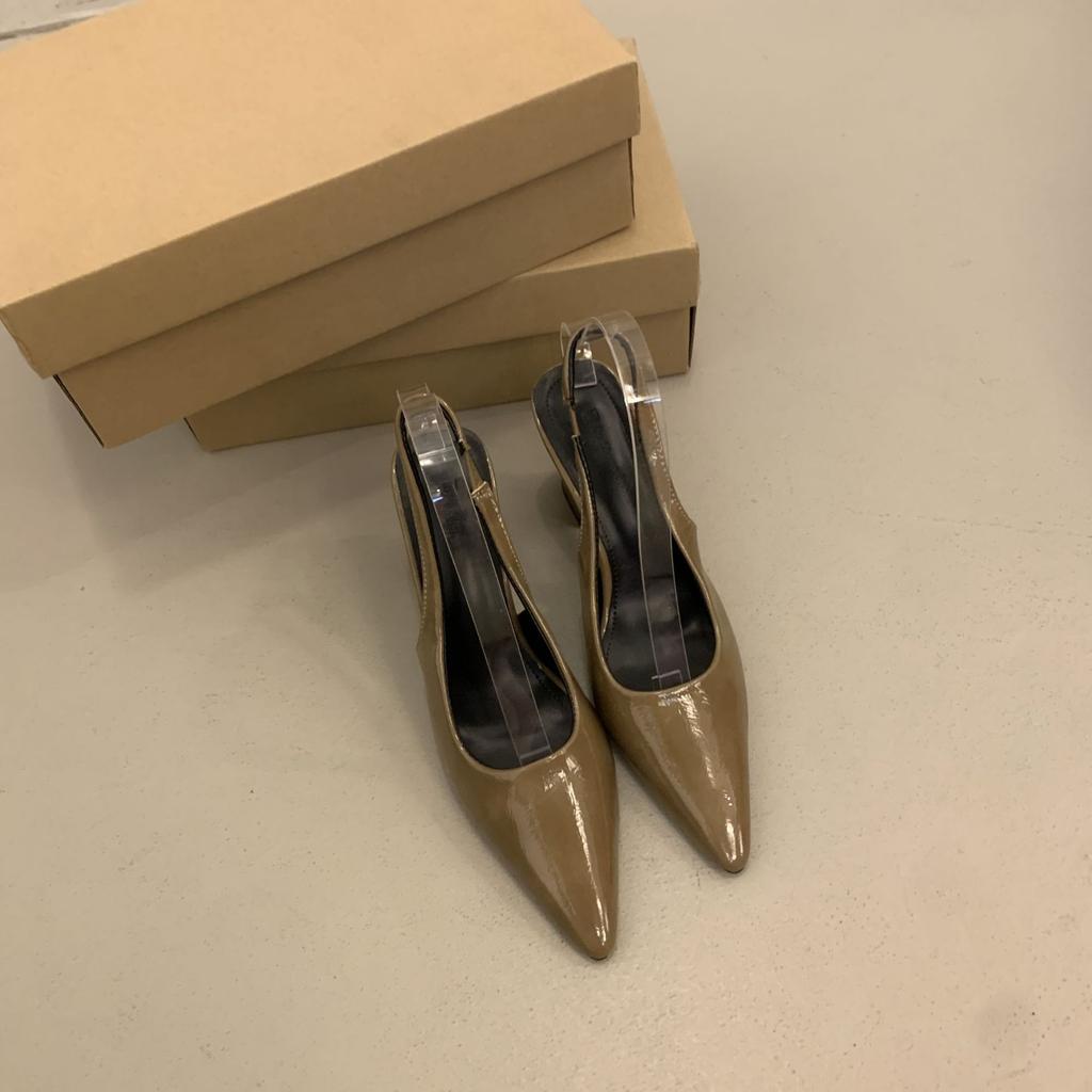 French temperament bag head sandals women's 2025 summer new Korean version commuting light mouth high heels paint thick heel fashion shoes