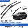 Per Ford Explorer 2011-2017 26"+22"+11" Spazzole Tergicristallo Anteriore Posteriore Parabrezza Lunotto Taglio Finestrino Accessori 2015 2016 2017
