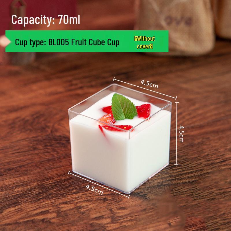 Одноразовые прозрачные желейные муссовые десертные стаканчики с крышкой - Мини-квадратные и круглые стаканчики для пудинга