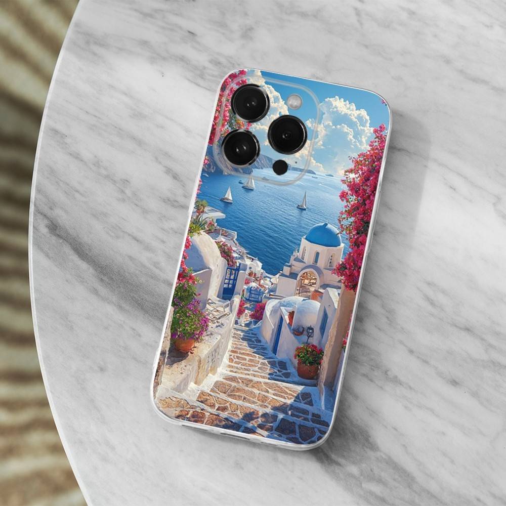 Painted Art House Scenery Phone Case For iPhone Max,Plus,11,14,13,XR,SE,12,15,Pro,17,16,X,XS,Mini Transparent Soft Cover