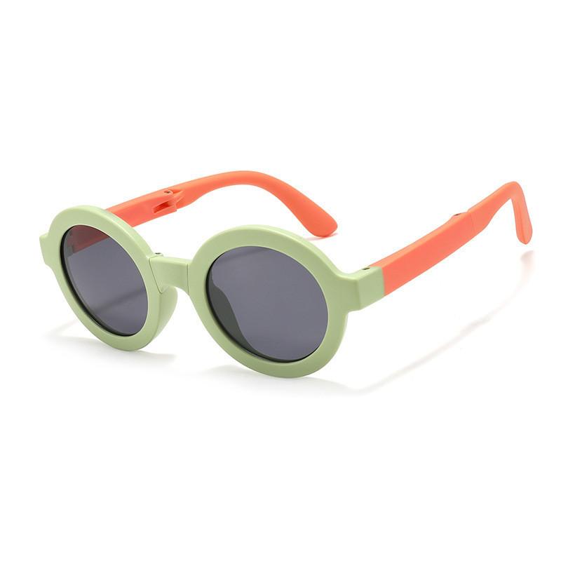 Polarized Children s Sunglasses Round Frame Tac Lens Uv400 Protection Kids Shades Jc103 Green Orange