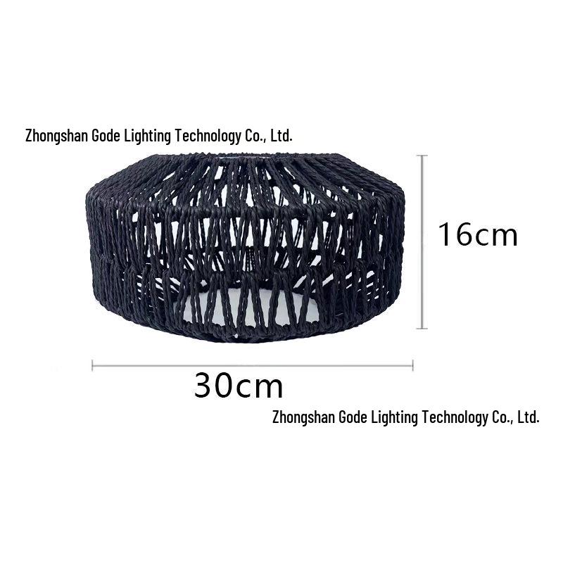 Abajur Boem din Bambus Țesut Manual cu Frânghie de Hârtie