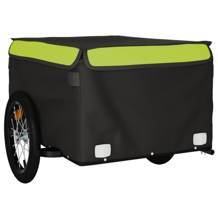 VidaXL Bicycle Trailer Black and Green 45 Kg Iron 94088