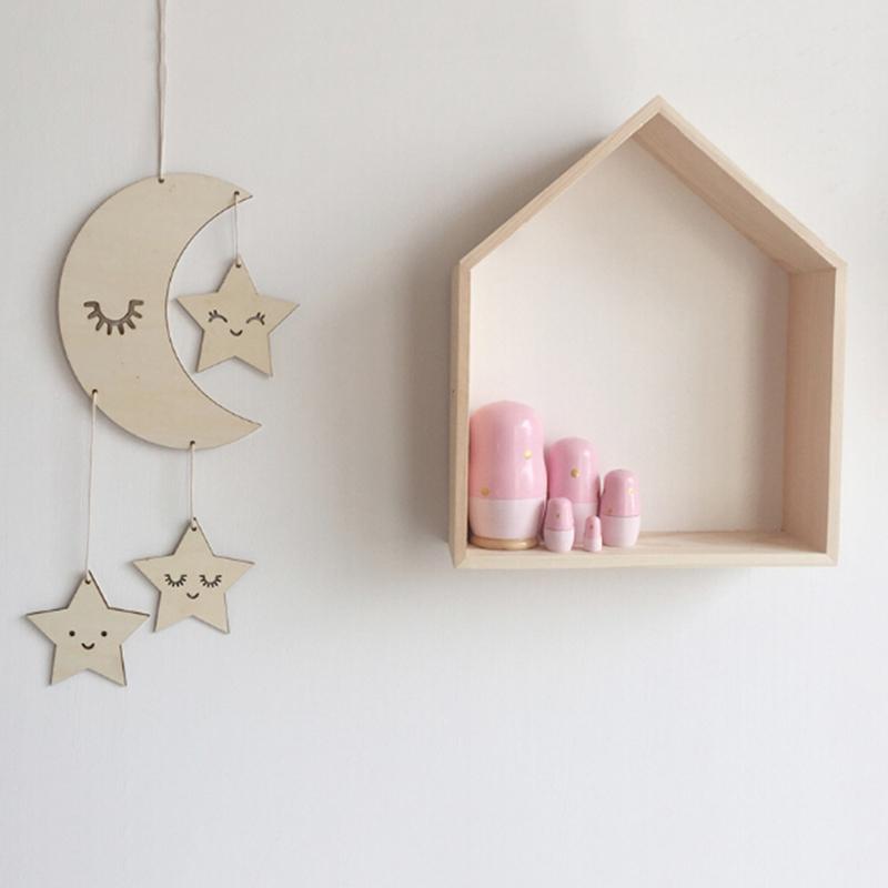Cute Nordic Wood Chips Pendants Curtains Dream Catcher Children/'s Room Decor S