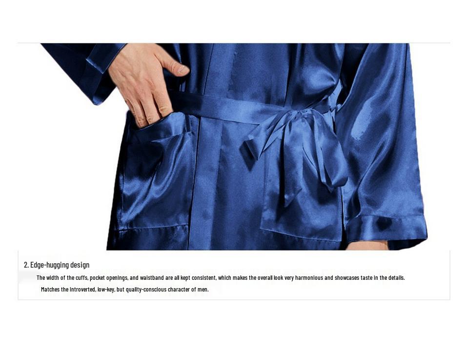 Cardigan de Pijama Masculino Plus Size Leve Luxo Toque de Seda: Estilo Europeu e Americano