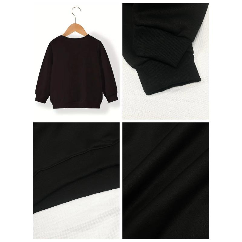 Oversized Round Neck Graphic Sweatshirt Kids Unisex with Black Greek Letter A & Leopard Print - Soft Sweater for, Casual Wear