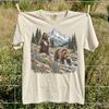 Bear Mountain River Shirt, Wildflower Nature Graphic Tee, Wildlife Forest Animals T-Shirt, Outdoor Adventure Gift