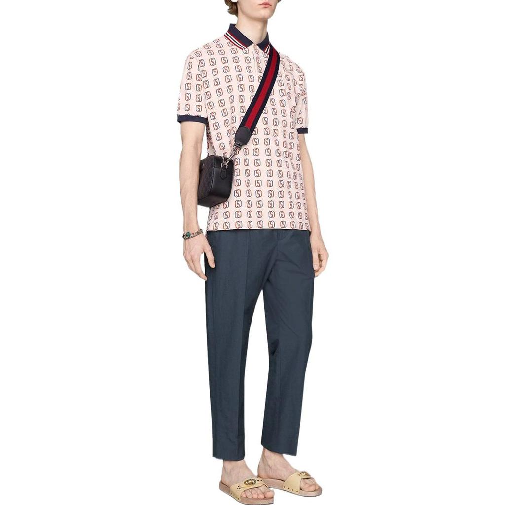 Gucci Polo Shirts Men's Red Polo Collar Moderate 575221-XJBAH-9744