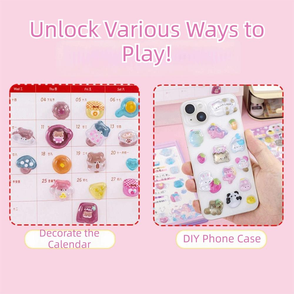 PVC 3D Crystal Sticker DIY Crafts Cartoon Animal Sticker  Phone Case Decoration