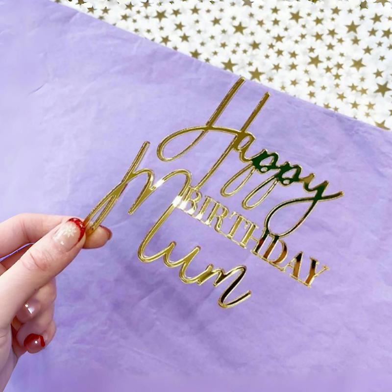 

1Pcs Mother S Day Acrylic Cake Decoration Mother S Day Party Cupcake Toppers Golden Color Label Acrylic Cake Insert