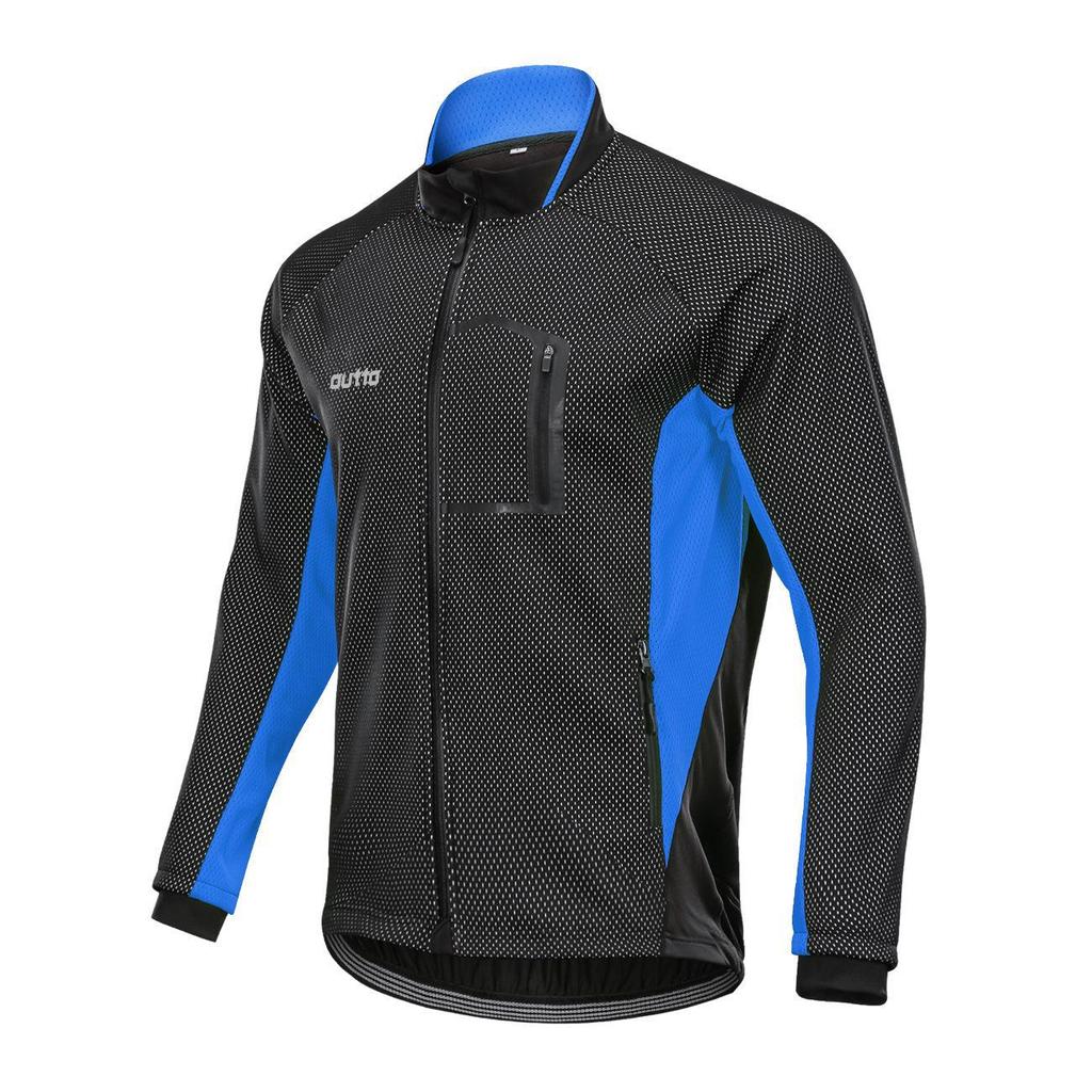 Men's Long-Sleeve Fleece Cycling Jersey - Warm, Windproof, Autumn/Winter Jacket