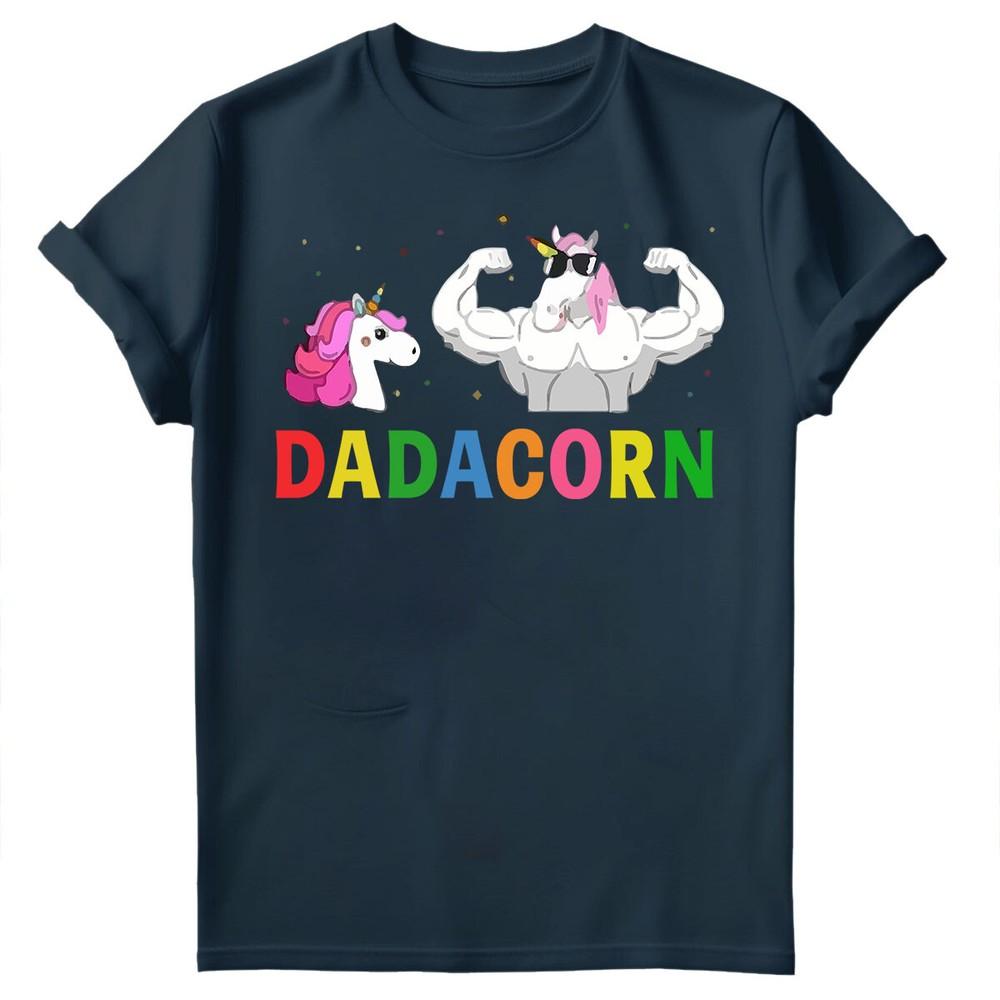 Vatertag Unisex T-Shirt Lustiges Einhorn Dadacorn Daddy Gymer Dad Tee Top FD