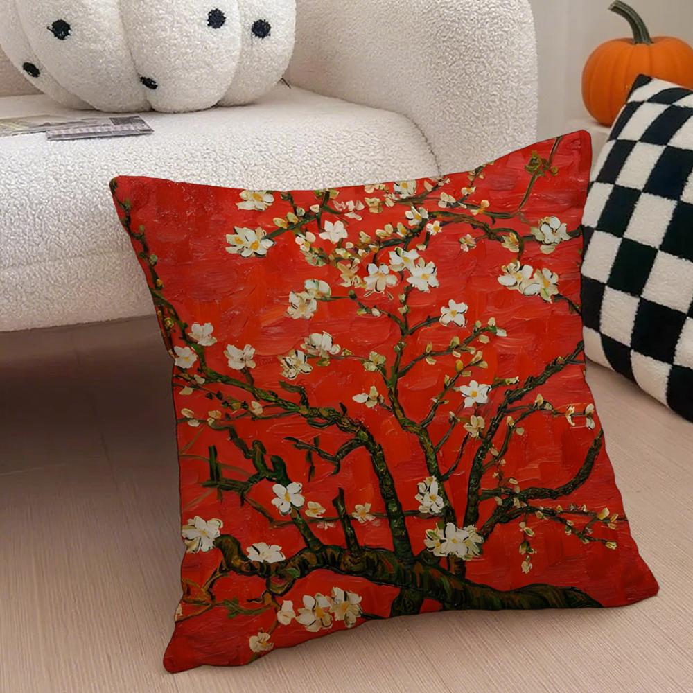 Vintage Floral Pillow Pastoral Style Cushion Cover Throw Pillow Cover Hidden Button Durable Polyester Chair Cushion