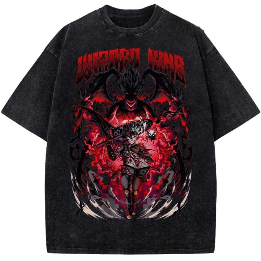Asta Black Clover Anime Graphic T Shirt Men Women Short Sleeve Cotton Tshirts Vintage Washed Tee Harajuku Male Oversized T-shirt S