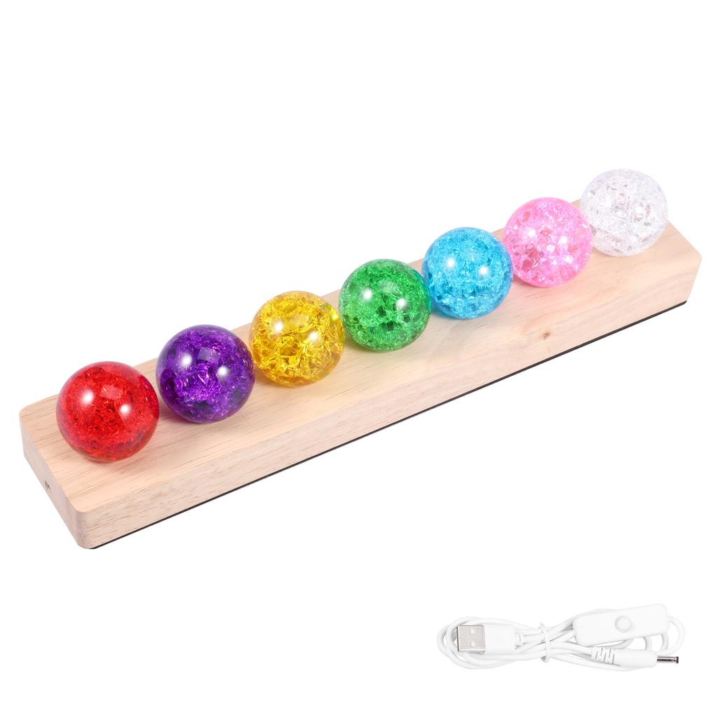 7Pcs Natural Healing Spheres LED Night Lighting Crystal Ball Lamp Light Living Room Decoration Ball Birthday Christmas Gift