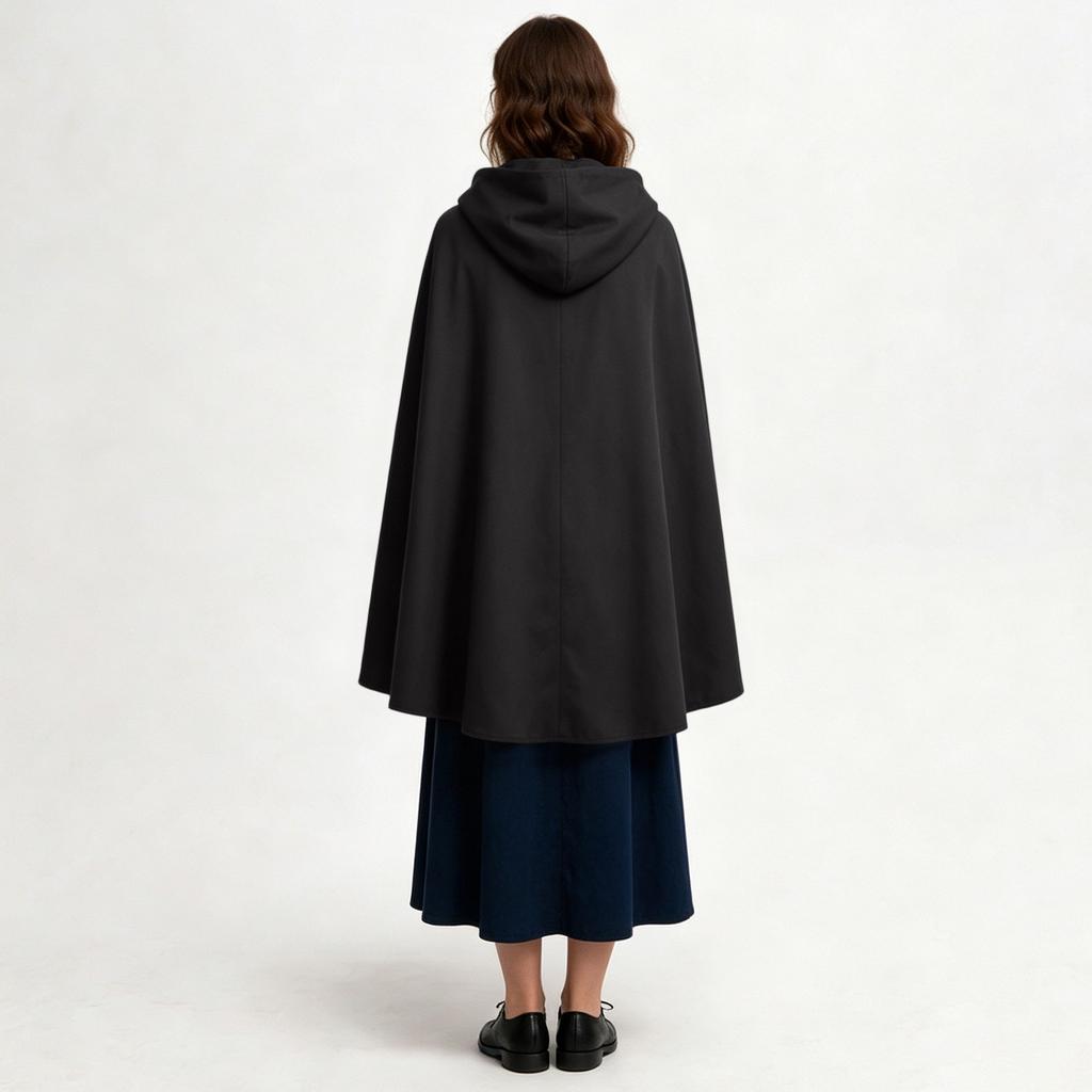 Womens Hooded Cloak Cape Costume Long Flowing Gothic Cape with Tie Front for Halloween Party Cosplay