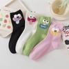 3 Pairs Women's Spring Summer New Cotton Socks Cute Cartoon Ugly Cute Little Eyes MidTube Pile Pile Socks Sweet Style Kawaii