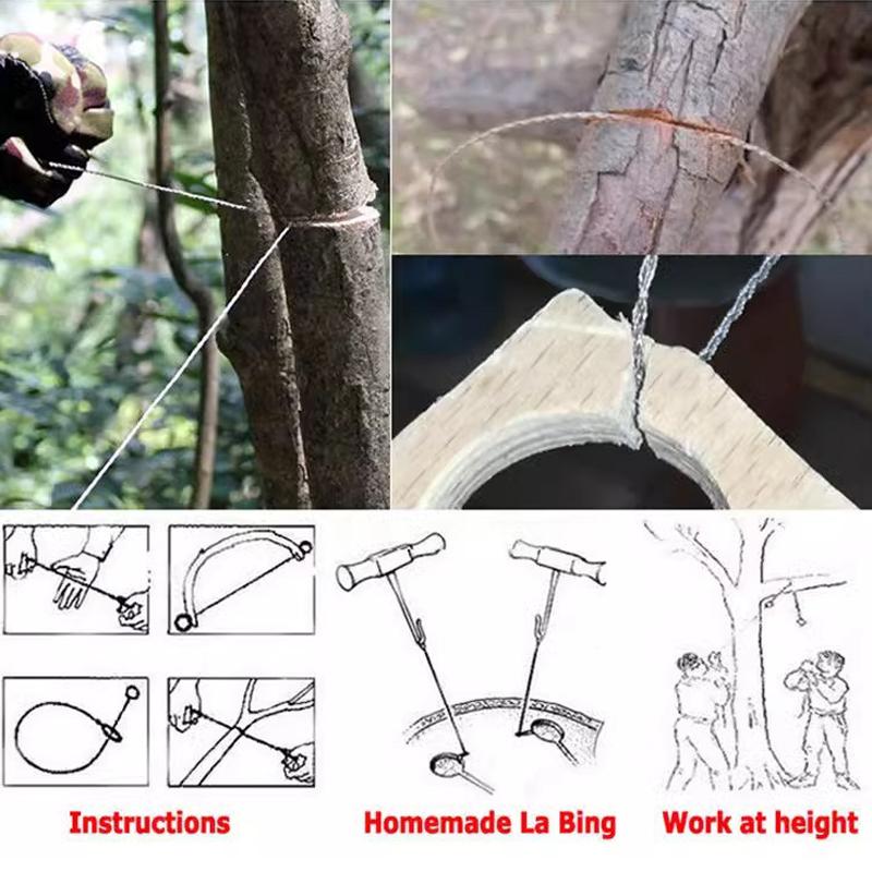 Multi purpose mini pocket saw wire saw stainless steel hand pulled wire saw rope outdoor camping survival equipment saw