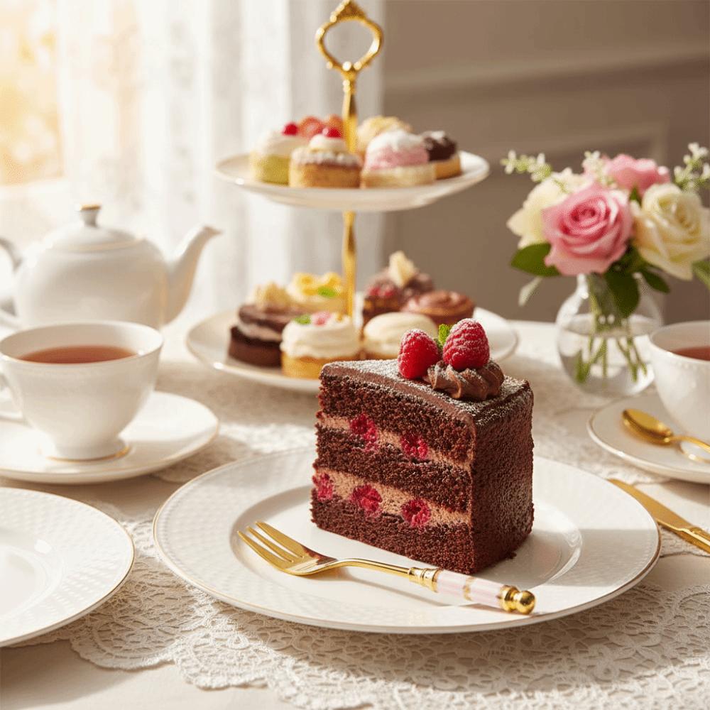 Ceramic Handle English Afternoon Tea Spoon Fork Stainless Steel Fruit Forks Cake Spoon Fork  Cafe