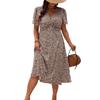 Elegantes Übersee-Leopardenmuster Übergrößenkleid - Damen Kurzarm Verdrehtes Design