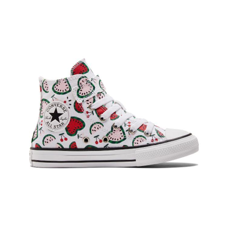 Converse All Star 1V Fruit Print High Top Kids Canvas Shoes Kids Sneakers White Red Green A02604C