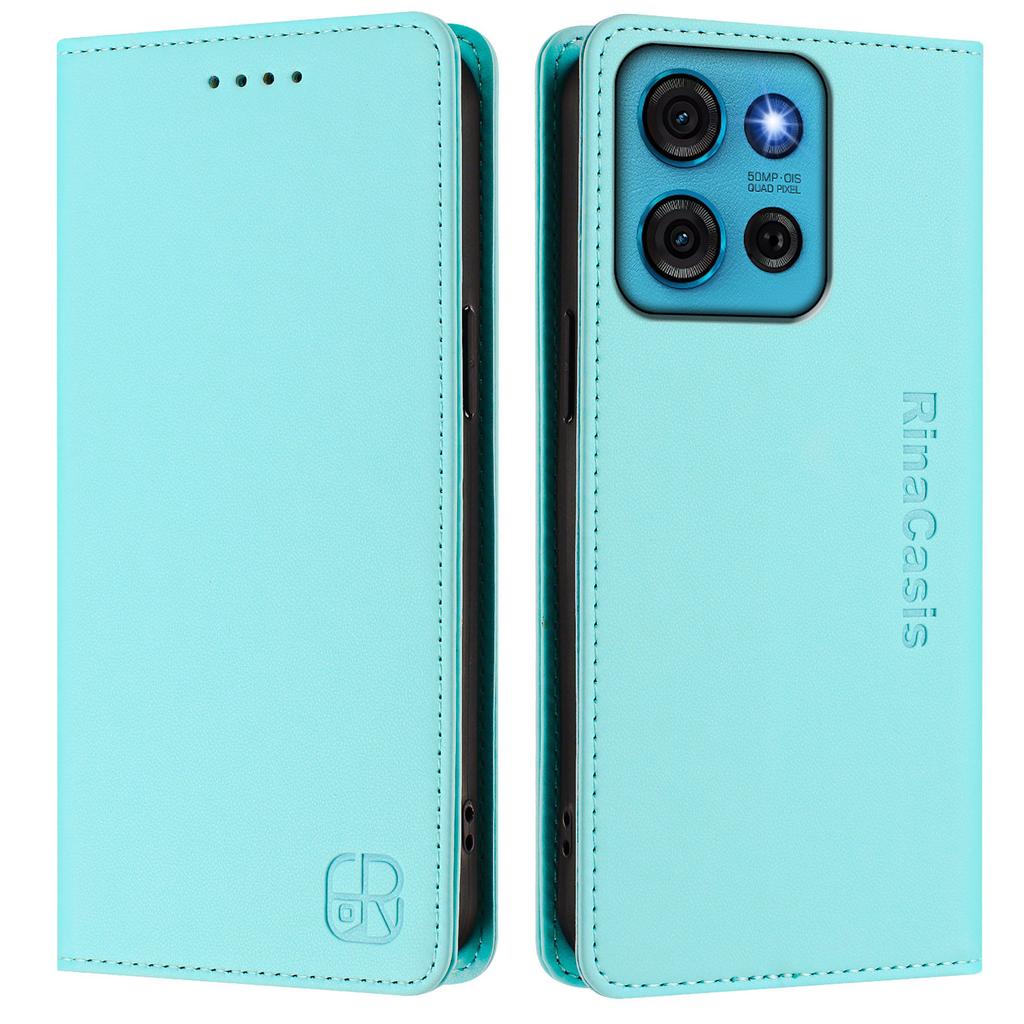 For Motorola Moto G75 5G Leather Case RINACASIS RC01 Phone Cover with RFID Blocking Wallet Stand
