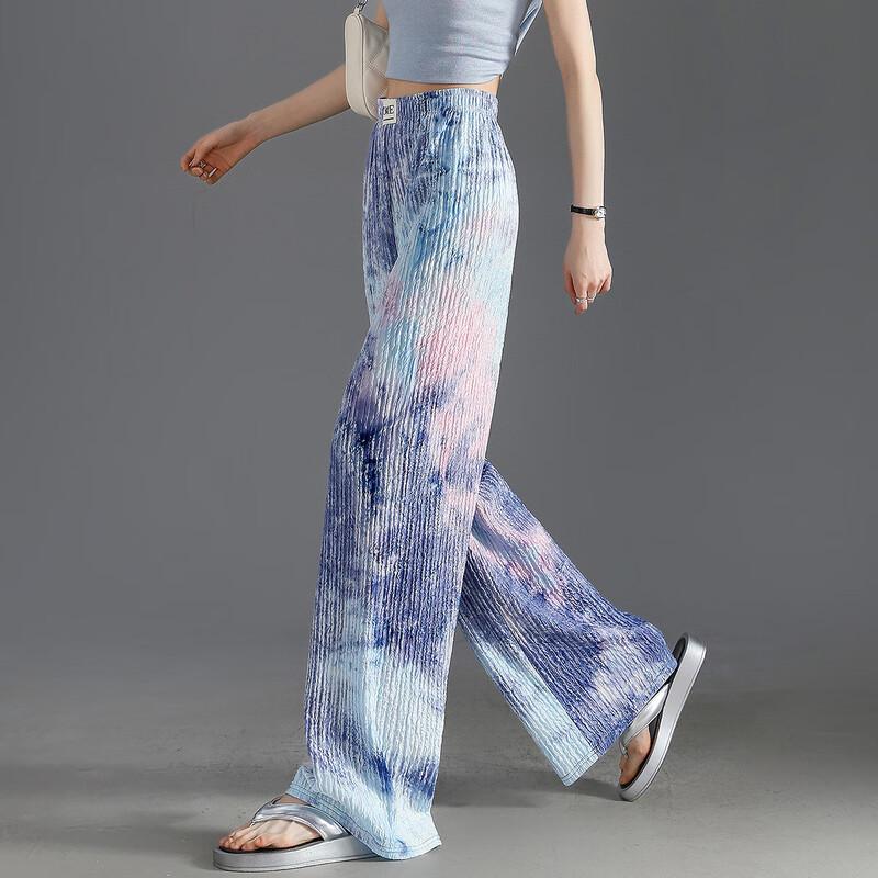 Demana Artistic Pleated Gradient Elastic Waist Straight-Leg Pants