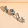 4PCS Gothic Trendy Jewelry Silver Color Skull Finger Rings for Women  Punk Heart Butterfly Boho Ring
