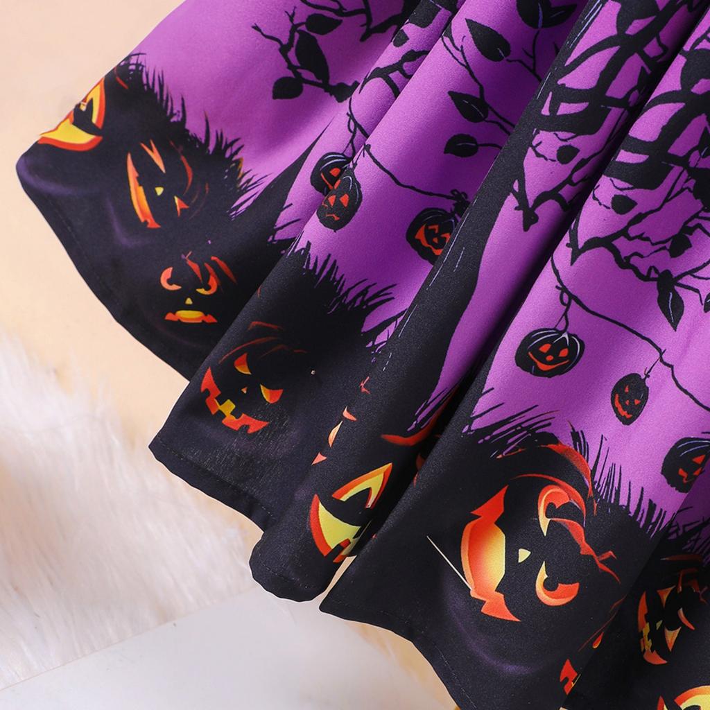 Meisjes Jurk met Lange Mouwen en Halloween Print voor Lente en Herfst